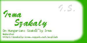 irma szakaly business card